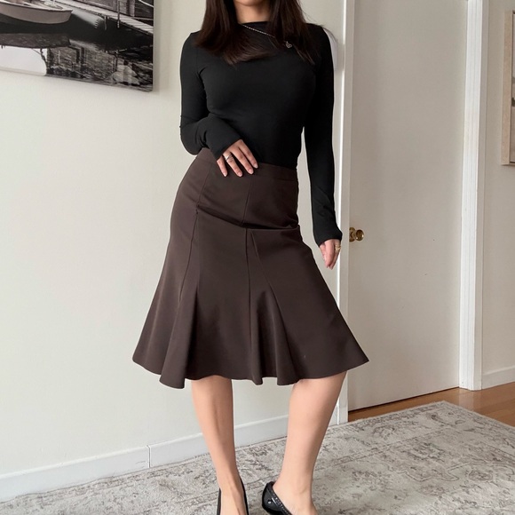 American Vintage Dresses & Skirts - 90s Jessica Brown Midi Skirt Minimalist Preppy A-Line Classic